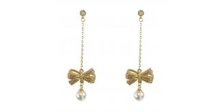 10pcs-Women Crystal Bow with Pearl Drop Earrings in Gold Tone|GCJ716|UK seller