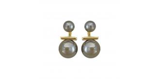 10pcs-Women Double Grey Round Pearl Stud Earrings|GCJ724|UK seller