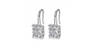 10pcs-Fashion Sparkly Crystal Square Hook Earrings in Silver Tone|GCJ725|UK seller
