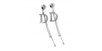 10pcs-Silver Tone Crystal Letter D Tassel Stud Earrings|GCJ726|UK seller