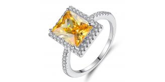 10pcs-Women Crystal Rectangle Amber Diamond Ring|GCJ735-R/9|UK seller