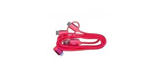 100 X MAZUMA 3 IN 1 Charge & Sync Cable Red - USB-C, Micro & Lightning Charger - MFI Certified