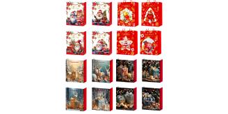 100pcs-Christmas Theme Premium Gift Paper Tote Carry Bags Mixed - Size 26x32x10cm Medium|GCBag008-Medium-100pcs|UK seller