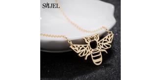 Gold Origami style Geometric Bee Necklace