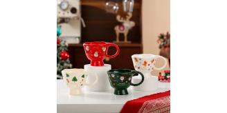 16pcs-Christmas Theme Cute Cartoon Ceramic Goblet Coffee Tea Cup (4pcs Each Pattern)|GCVM007-2 Sets|UK Seller