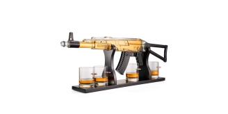 710ml Rifle Whiskey Decanters with 4x Bullet engraved glasses and stand