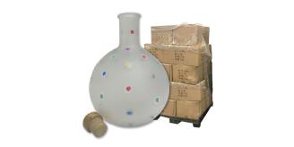 Pallets of 270 Vintage Shonfeld's Dotted Glass Carafe With Cork Stopper