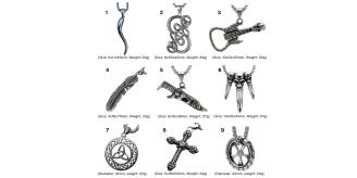 18pcs-Men's Horn Snake Skull Leaf Cross Wheel Stainless Steel Pendant Necklaces (2pcs Each Pattern)|GCJ578-GCJ580, GCJ582-GCJ587|UK seller