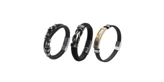 10pcs-Men’s Genuine Black Leather Football Infinity Tree of Life Bracelet With "Love My Grandson" Engraving - Random|GCJ447,GCJ449,GCJ450-Grandson|U