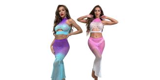 20 Sets-Fishnet Hollow Mesh Stretchy Bodysuit Fishtail Nightwear Sexy Women Lingerie Set-Random Colour|GCL155-Random|UK seller