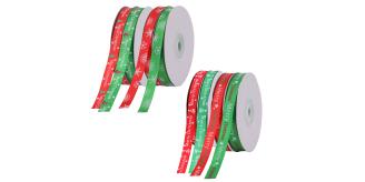 100 Roll Xmas Ribbons 10mm Red Green 25 Yards