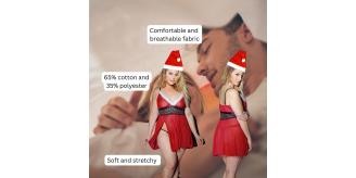 100 Tri Sets - Christmas Mrs Claus Sexy Baby Doll Set + Xmas Hat - 3pc each set, Random Size|GCL081+Xmas Hat|UK seller