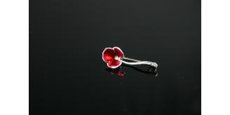 Brooch - Sterling Silver & Red Enamel Poppy Brooch - Joblot 23