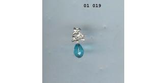 Earrings - Silver flower top earrings with blue glass teardrop - Job lot 35