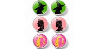 30pcs-Wicked Inspired Magical Witch Elphaba Glinda Stainless Steel Clip-on Button Pins|GCJ750ClipOn-10pcs Each|UK SELLER