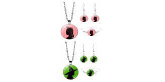 60pcs-Wicked Witch Inspired Elphaba & Glinda Necklace, Earrings and Bracelet Tri Set-10 Sets Each Design|GCJ750-TriSet|UK SELLER