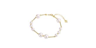 10pcs-S925 Sterling Silver Classic Pearl Station 14K Gold Plated Bracelet|GCJSB156|UK SELLER