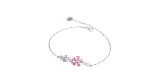 10pcs-S925 Sterling Silver Pink & White Flower Cubic Zirconia Bracelet|GCJSB152|UK SELLER