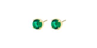 10 Pairs - S925 Sterling Silver Emerald CZ Stud Earrings 14K Yellow Gold Plated|GCJSE142|UK SELLER
