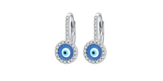 10 Pairs - S925 Sterling Silver Hamsa Evil Eyes Huggies Earrings with Cubic Zirconia|GCJSE115|UK SELLER