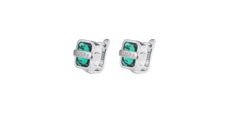 10 Pairs - S925 Sterling Silver Lucky Emerald Huggies Earrings with Cubic Zirconia|GCJSE111|UK SELLER