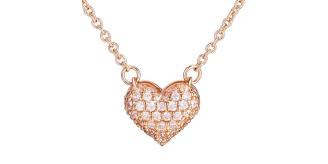 10pcs - S925 Sterling Silver Pave Heart Rose Gold Plated C/Z Pendant Necklace|GCJSN102|UK SELLER