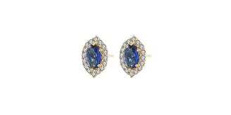 10 Pairs - S925 Sterling Silver Regal Blue C/Z 14K Yellow Gold Plated Stud Earrings|GCJSE126|UK SELLER