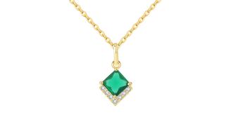 10pcs - S925 Sterling Silver Emerald Green C/Z 14K Gold Plated Pendant Necklace|GCJSN078|UK SELLER