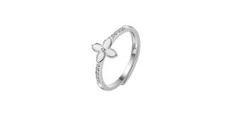 10pcs - S925 Sterling Silver Clover Four Leaf C/Z Open Adjustable Ring|GCJSR056|UK SELLER