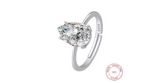 10pcs - S925 Sterling Silver Pear Cut Solitaire C/Z Open Adjustable Ring|GCJSR048|UK SELLER
