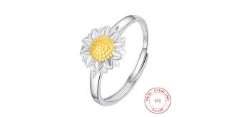 10pcs - S925 Sterling Silver Two-Tone Daisy Open Adjustable Ring|GCJSR045|UK SELLER