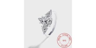 10pcs - S925 Sterling Silver Three Stone Pear C/Z Open Adjustable Ring|GCJSR042|UK SELLER