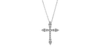 10pcs - Sterling Silver Diamond Cross C/Z Pendant Necklace|GCJSN080|UK SELLER