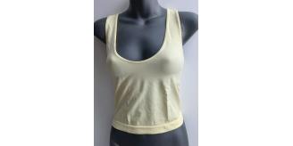      SEAMFREE STRETCHY SLEEVELESS TOP UK sizeS M  in Lemon Limited Edition SCOOP NECKLINE