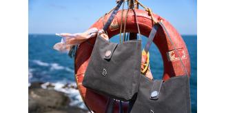 20 X Designer Handcrafted Canvas-Cotton Shoulder Bags with Natural Stone Detail (Coral and Pink Quartz)