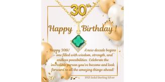 10 Sets-S925 Emerald Gold Plated Necklace For Her 30th 40th 50th 60th 70th 80th 90th 100th Birthday Personalised Message|GCJSN078-Birthday|UK SELLER