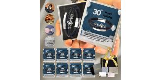 10 Sets-Anchor Bracelet for Him 30th 40th 50th 60th 70th 80th 90th 100th Birthday Personalised Message|GCJ454-Birthday|UK SELLER