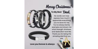 20 Sets-Dad Bracelet Leather Engraved Love My Dad with Christmas Message|GCJ043,GCJ447,GCJ449,GCJ450-Dad Christmas|UK SELLER