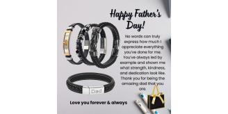 20 Sets-Happy Birhtday Dad Bracelet Leather Engraved Love My Dad Message - a ready to go gift set-4 Styles|GCJ043,GCJ447,GCJ449,GCJ450-Father's Day|UK