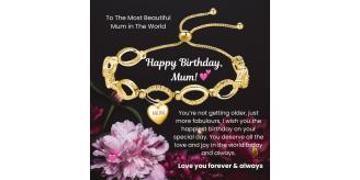 12 Sets-Infinity Bracelet for Mum with Birthday Messsage-Gold, Rosegold and Silver|GSVB061-Mum-Birthday MSG|UK SELLER