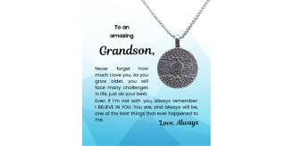 12pcs-Gift for Grandson Stainless Steel Necklace Personalised Message|GCJ595-To My Grandson-MSG|UK SELLER