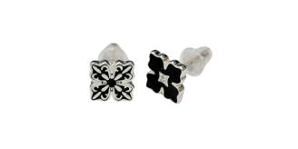 10 Pairs-Sterling Silver Apotie Black Cléo Blossom Clover Stud Earrings S925 Hallmark|GCJSE058|UK SELLER
