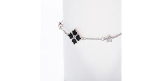 10pcs-Sterling Silver Apotie Black Cléo Blossom Clover Bracelet Adjustable Stamped S925|GCJSB058|UK SELLER