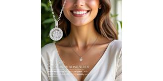 10pcs-Sterling Silver Halo Sparkle C/Z Pendant Necklace S925 Hallmark|GCJSN062|UK SELLER