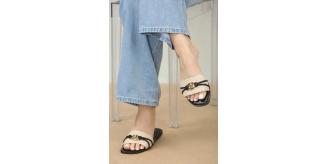 LADIES SHOES WHOLESALE JOBLOT BLACK DESIGNER STRAP SLIDER SANDALS 12 PAIRS PACK-UK3/8 SIZES