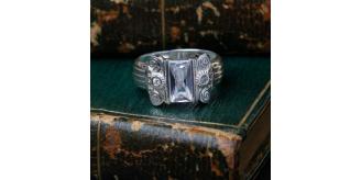Silver Oblong Column Shoulders ring with CZ Stones - Joblot of 15