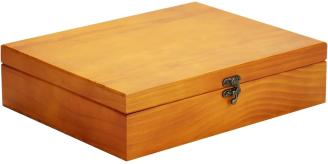 Wooden Storage Box with Hinged Lid and Latch 31cm x 25cm x 7cm