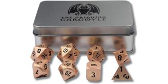 Metal Polyhedral Dice Set with Case - Copper 