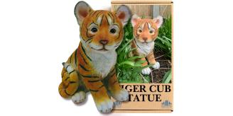 26cm Tiger Cub Resin Statue - Hand Painted Figurine - Suitable for Indoor or Outdoor Use - Weather Resistant Ornament with Vivid Colours for Garden