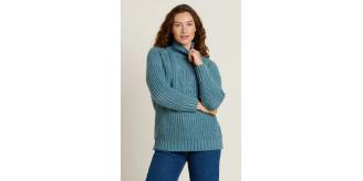 Job Lot of 1 Brakeburn Women's Blue Cable Knitted Roll Neck Jumper
